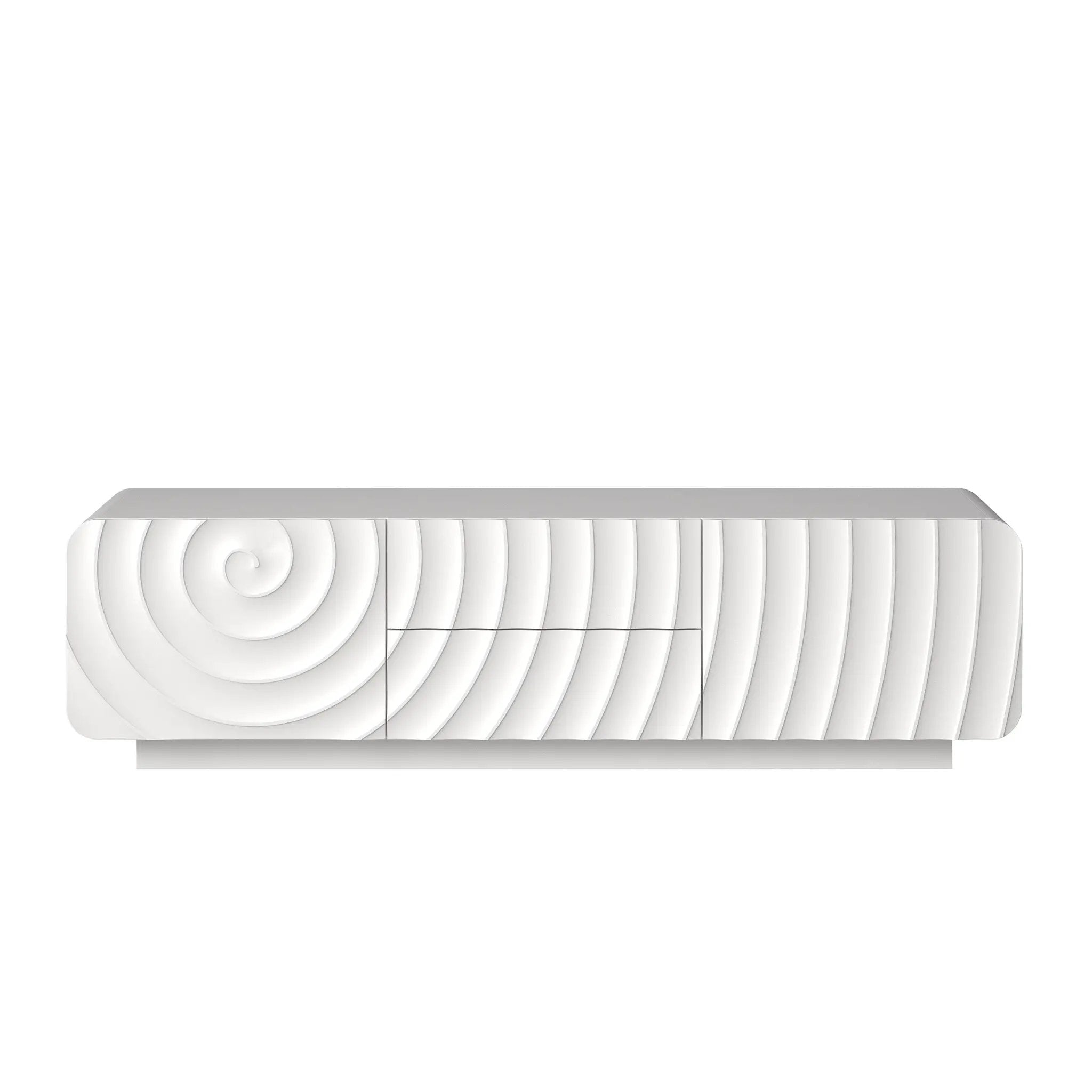 58" TV Console with Modern Unique Spiral Wave Design by HouseOfZazla