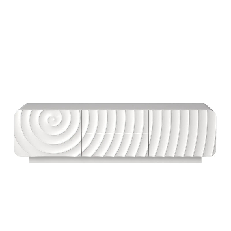 58" TV Console with Modern Unique Spiral Wave Design by HouseOfZazla