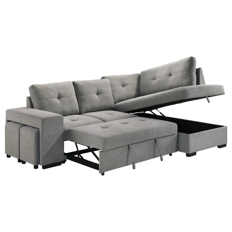 Roanne Fabric Upholstered Sleeper Sectional Sofa Grey by Unique Piece Furniture