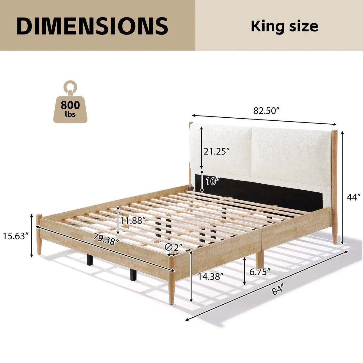 King Natural Wood Bed Frame, photo 5 of 10