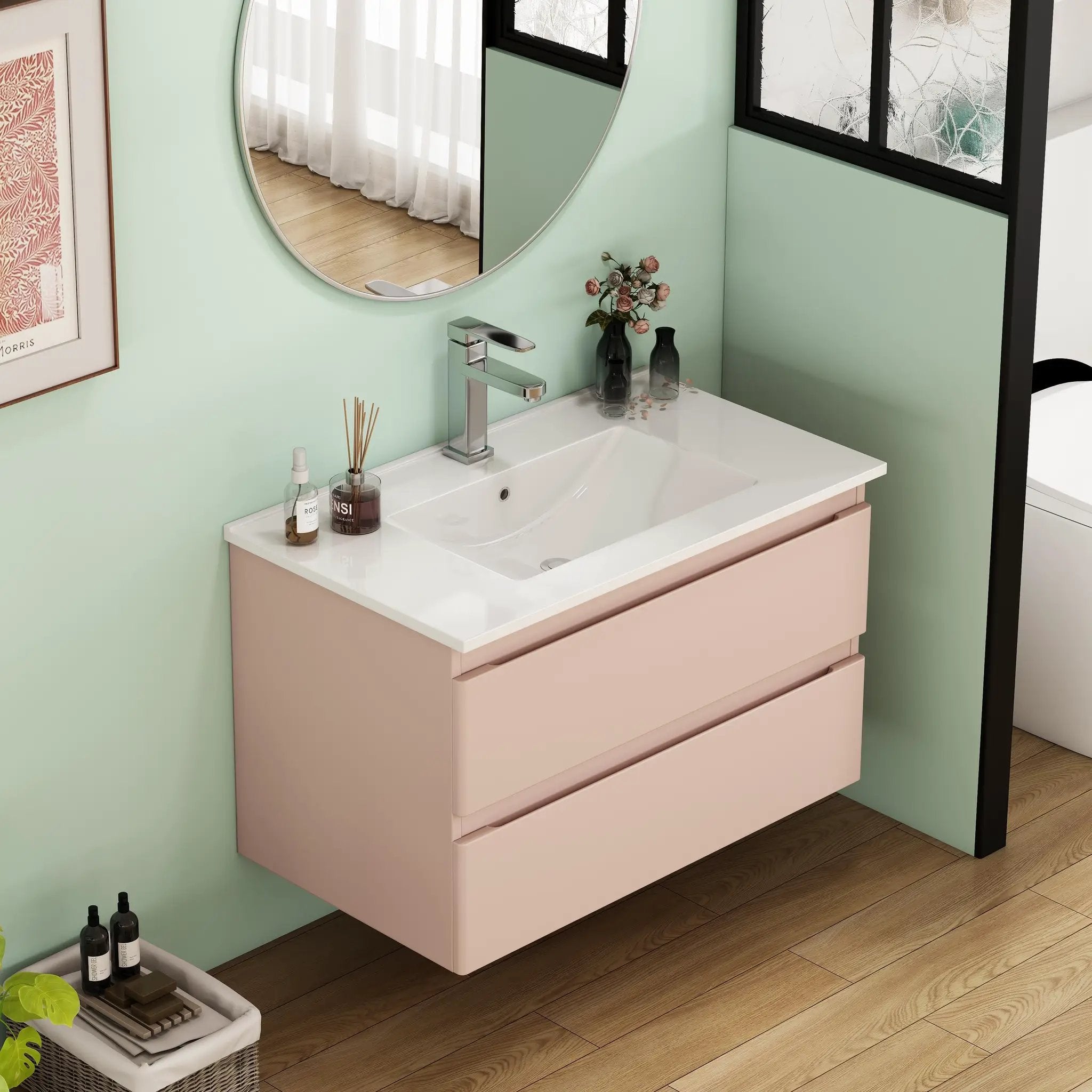 32-Inch Wall-Mounted Bathroom Vanity With Sink Combo by HouseOfZazla