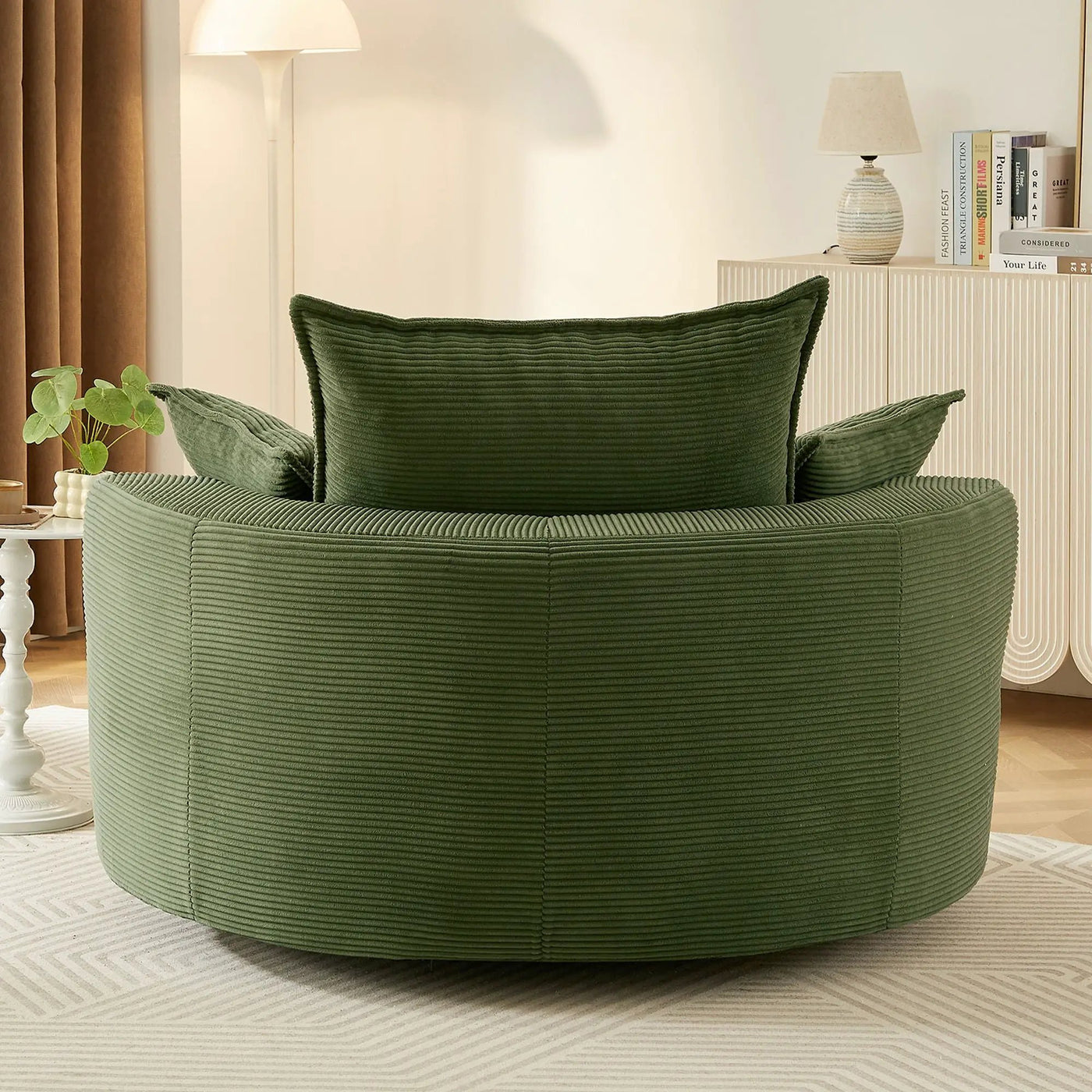 360° Swivel Accent Barrel Chair With Dual Layer Cushion And 3 Removable Pillows by HouseOfZazla