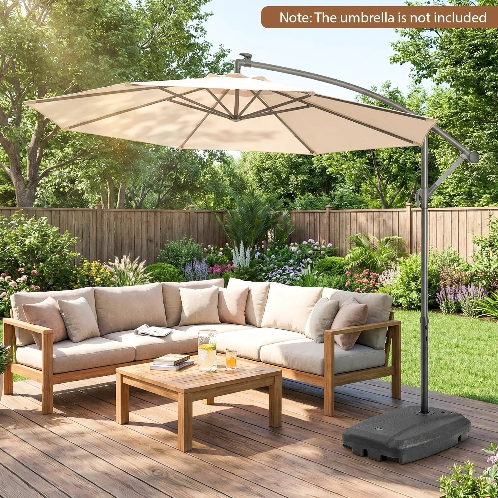 220 LBS Cantilever Patio Umbrella Base Stand with Wheels Fillable offset Umbrella Stand-Black by DirectDeals