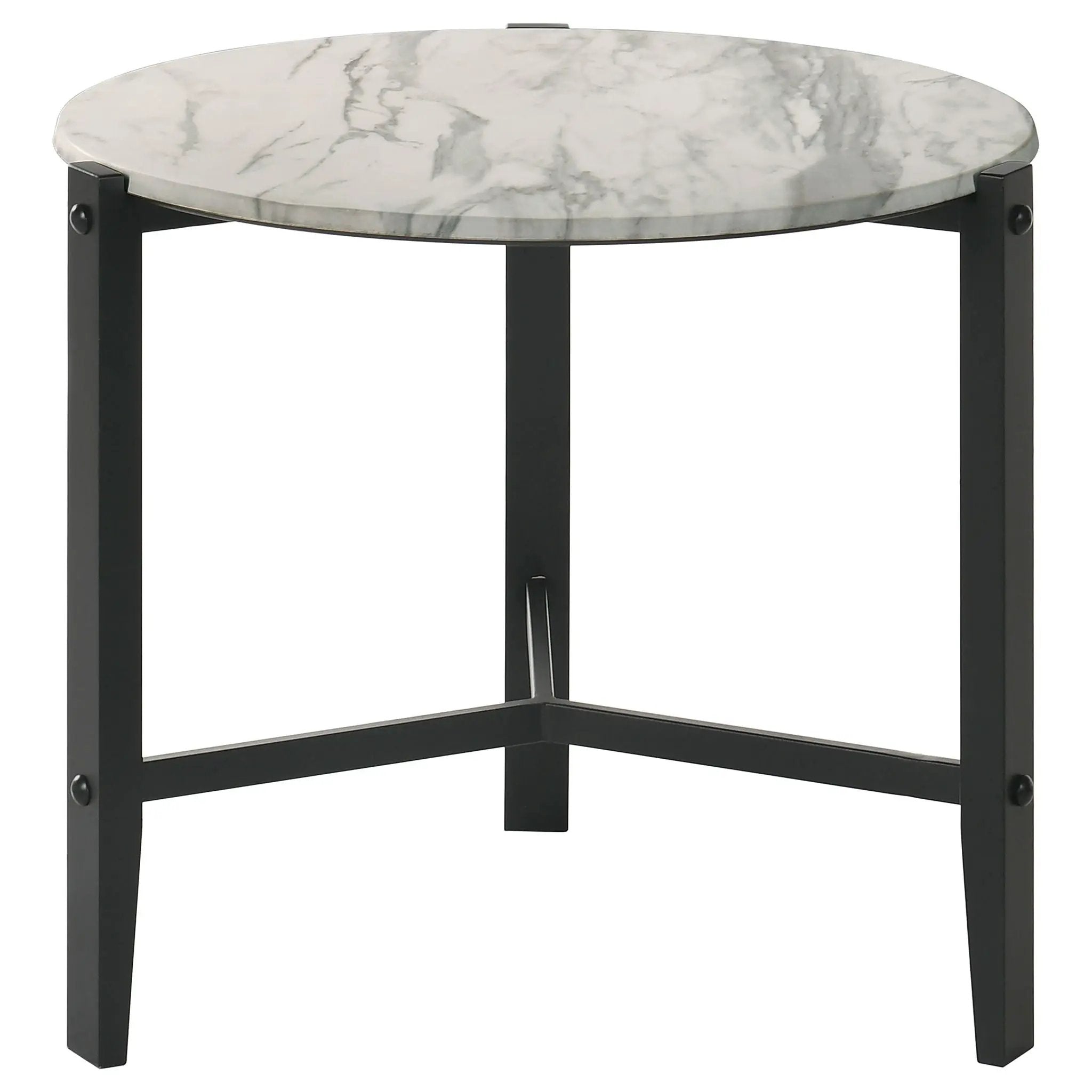Myranda - Round Side Table - White / Black by HouseOfZazla