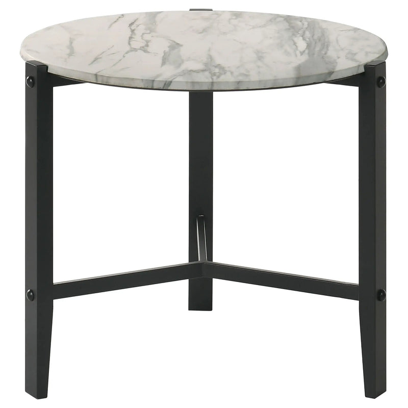 Myranda - Round Side Table - White / Black by HouseOfZazla