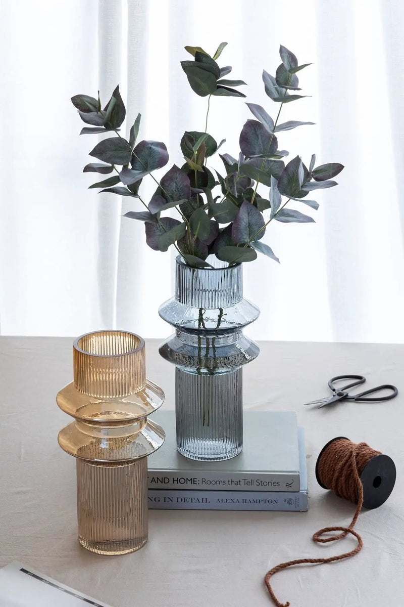 D5.9x11.8'H Fluted Accent Vases with Ribbed Design, Set of 2 by HouseOfZazla