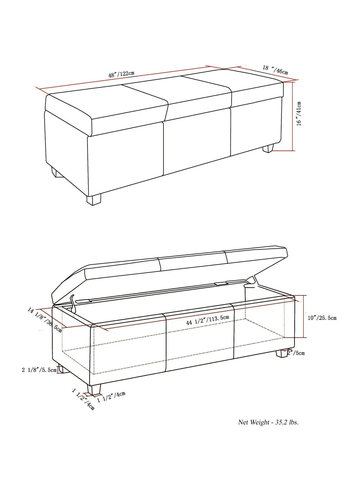 Avalon - Contemporary Storage Ottoman Bench by HouseOfZazla