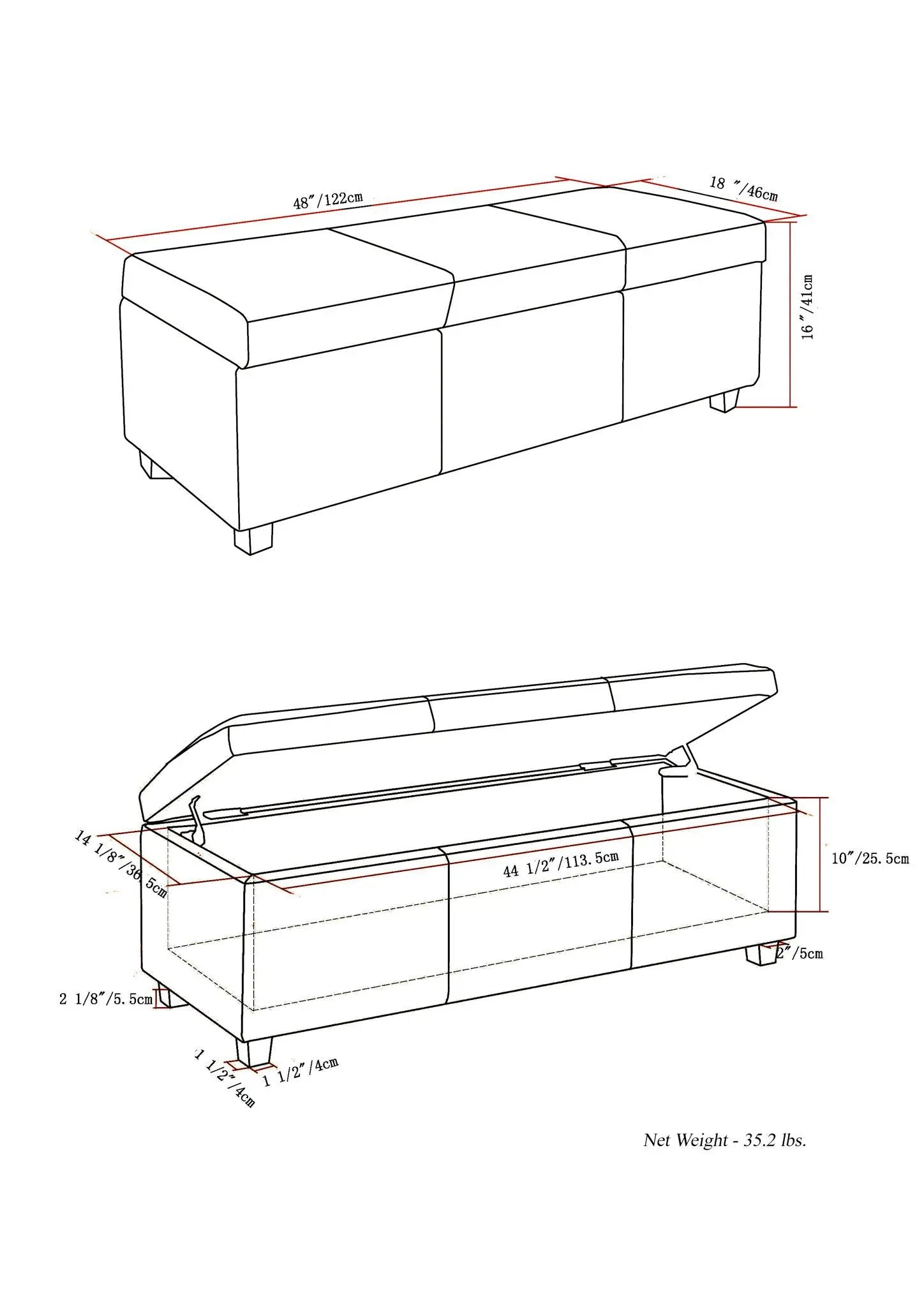 Avalon - Multifunctional Storage Ottoman Bench by HouseOfZazla