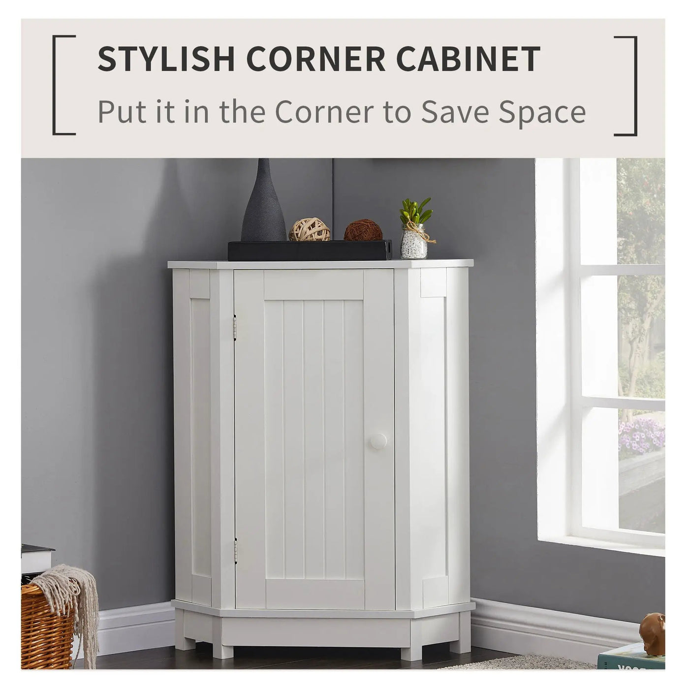 Bathroom Cabinet Triangle Corner Storage Cabinet With Adjustable Shelf Modern Style by HouseOfZazla