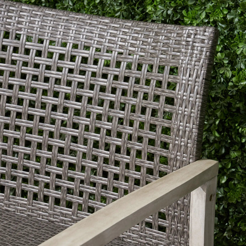 Hampton Outdoor Wood and Wicker Loveseat - Gray by HouseOfZazla