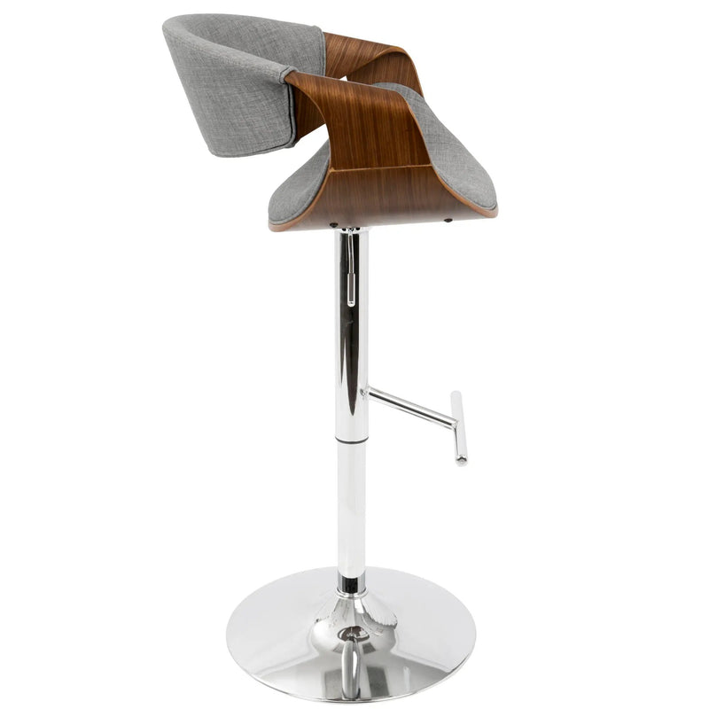 Curvo - Mid Century Modern Adjustable Barstool With Swivel With Straight T Footrest by Unique Piece Furniture