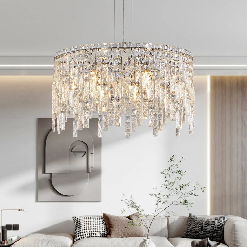 24" Luxurious Round Silver Crystal Chandelier by HouseOfZazla