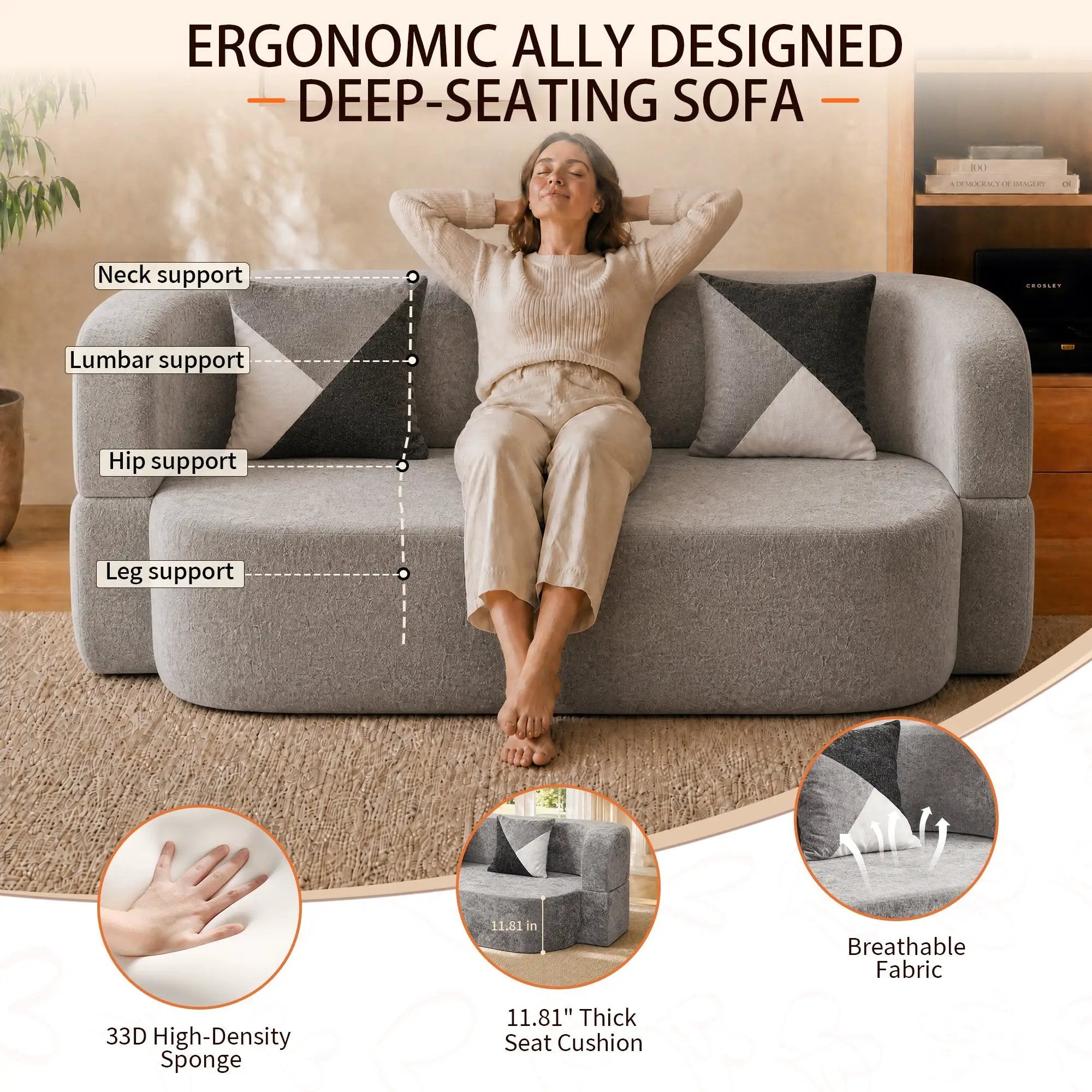 Eggshell Sofa Bed - Convertible Boneless Couch by HouseOfZazla