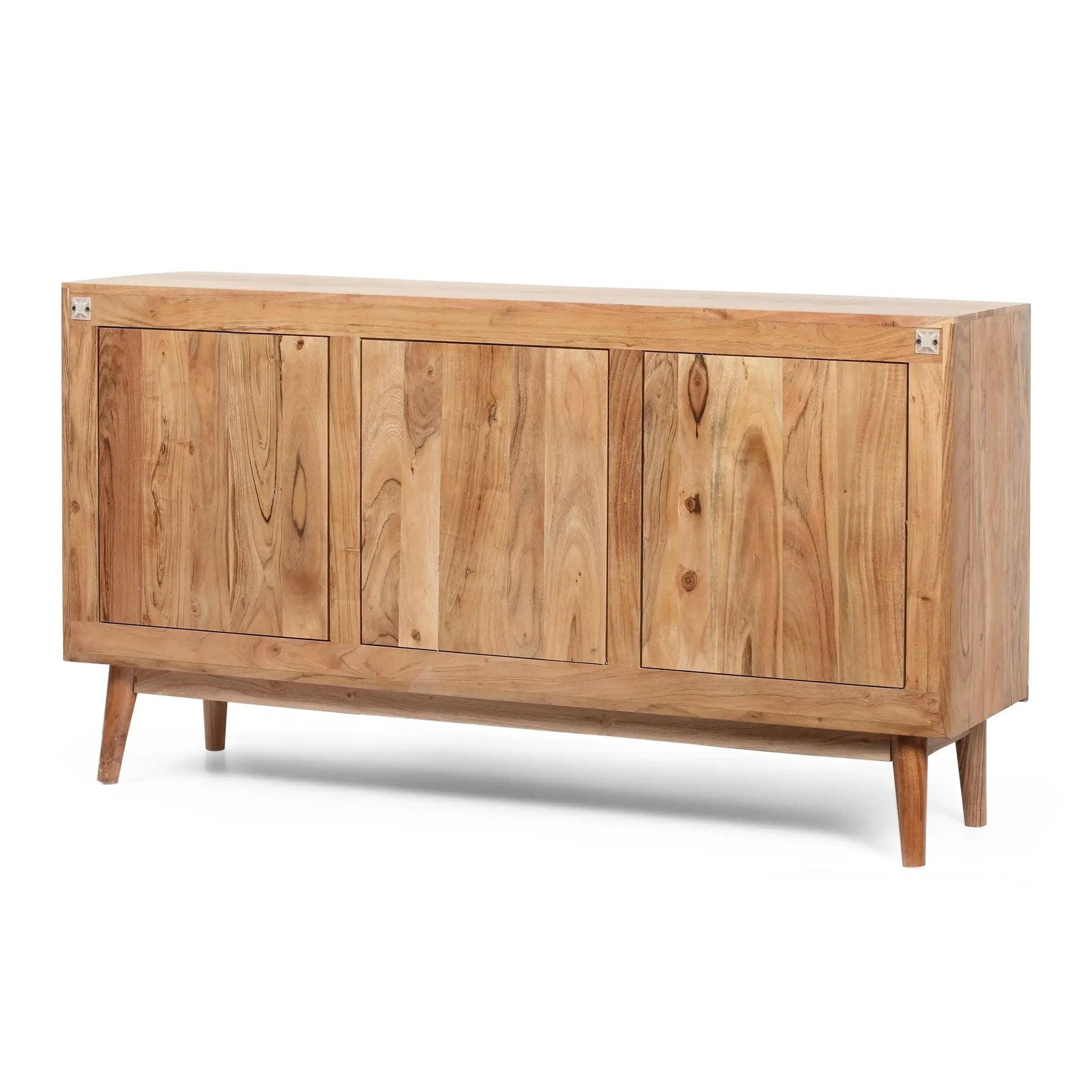 Boho Handcrafted 3 Door Sideboard, Carved Texture & Artisanal Charm - Natural by HouseOfZazla