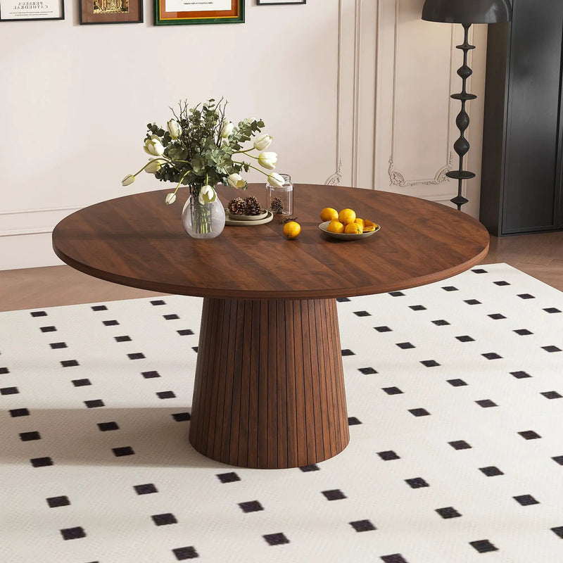 47 Inch Round MDF Dining Table for 4, Modern Farmhouse Style by HouseOfZazla