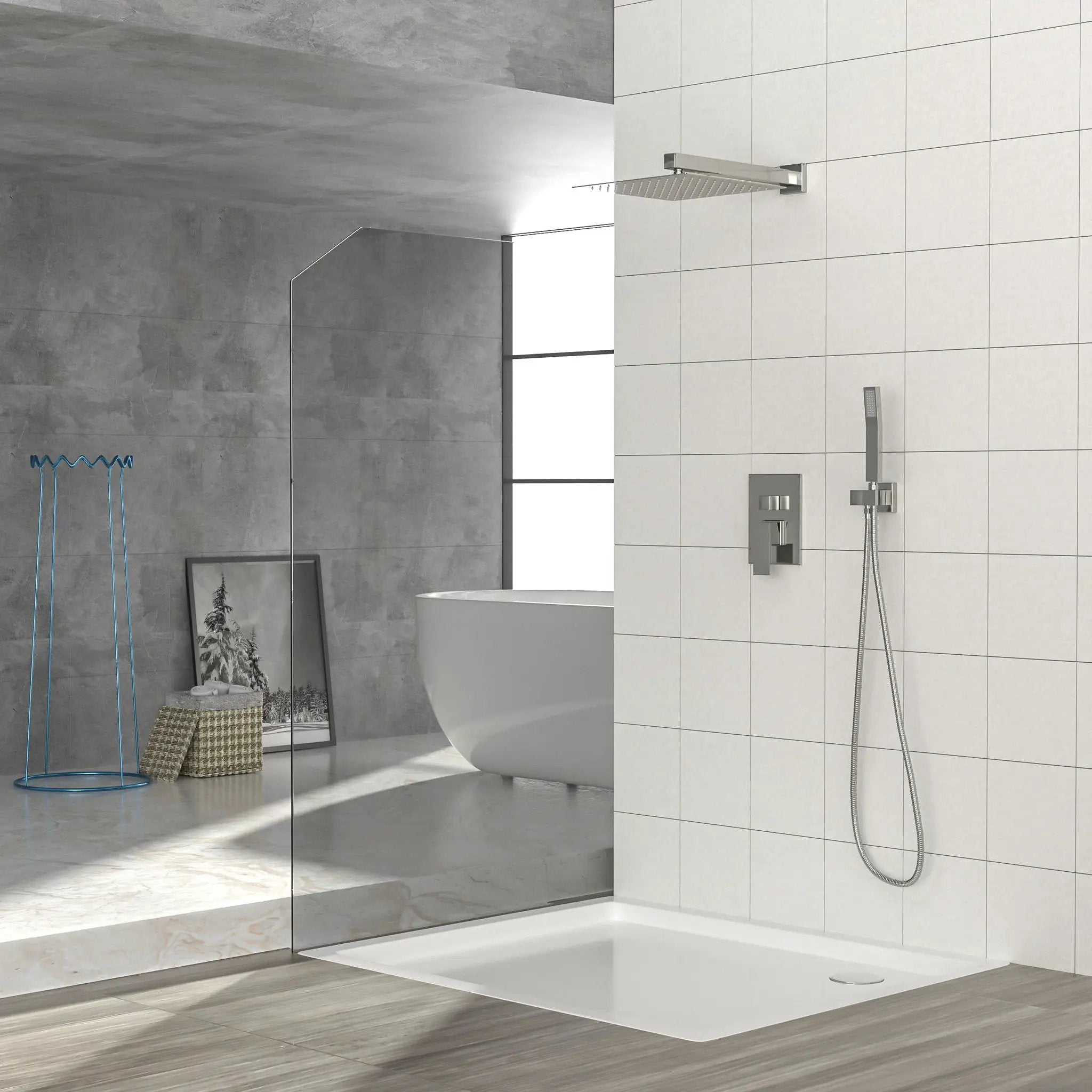 Dual Shower Head 10" Wall Mounted Square Shower System by HouseOfZazla