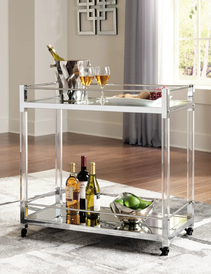 Chaseton - Bar Cart - Clear / Silver Finish by Unique Piece Furniture