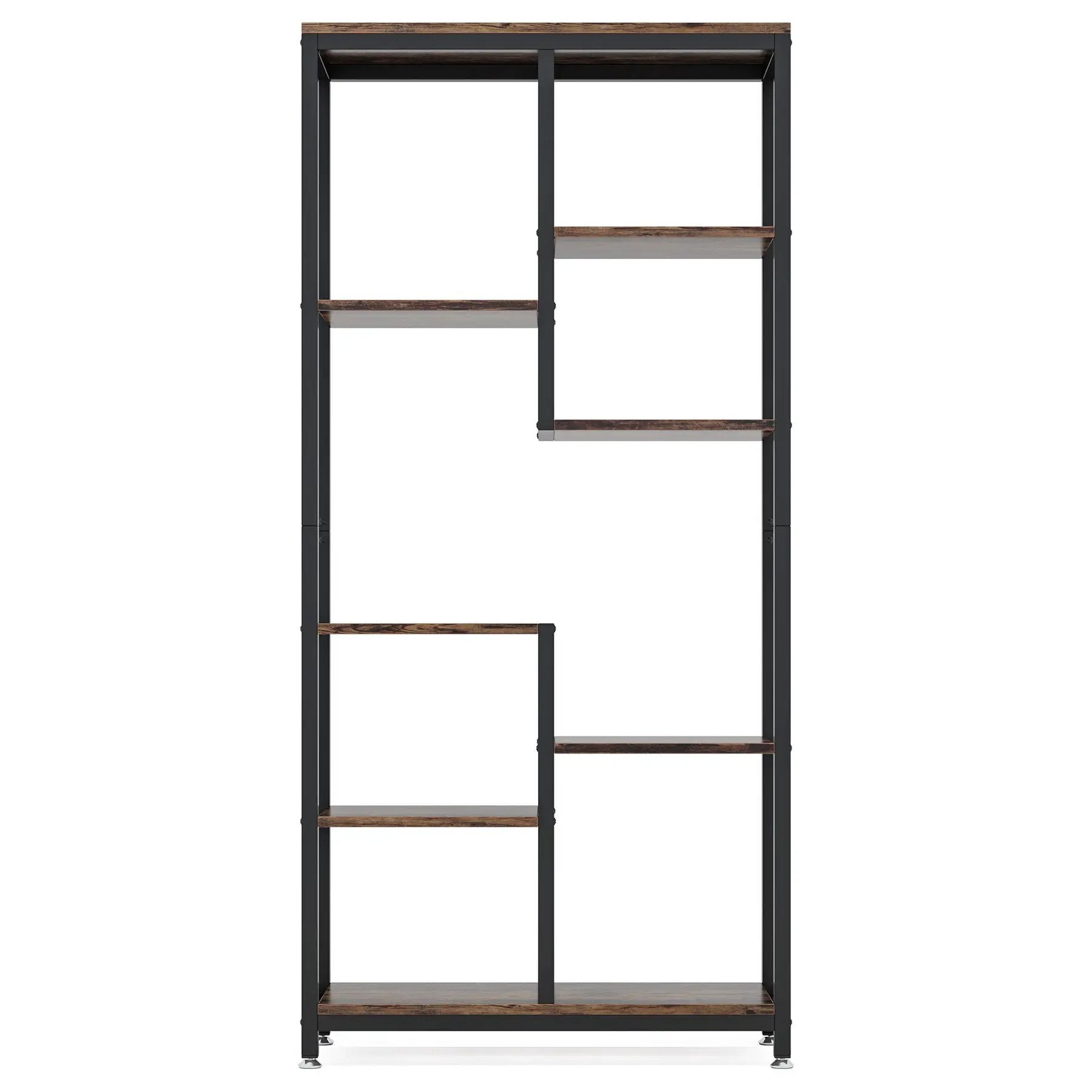 6 Tier, 8 Shelf Etagere Bookcase Storage Display Rack For Living Room - Rustic Brown by HouseOfZazla