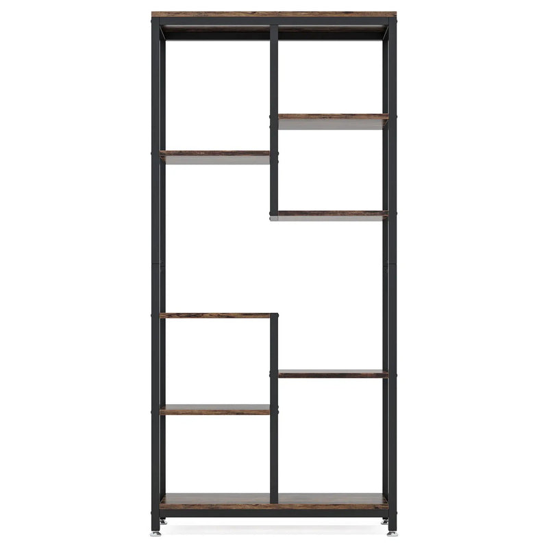 6 Tier, 8 Shelf Etagere Bookcase Storage Display Rack For Living Room - Rustic Brown by HouseOfZazla