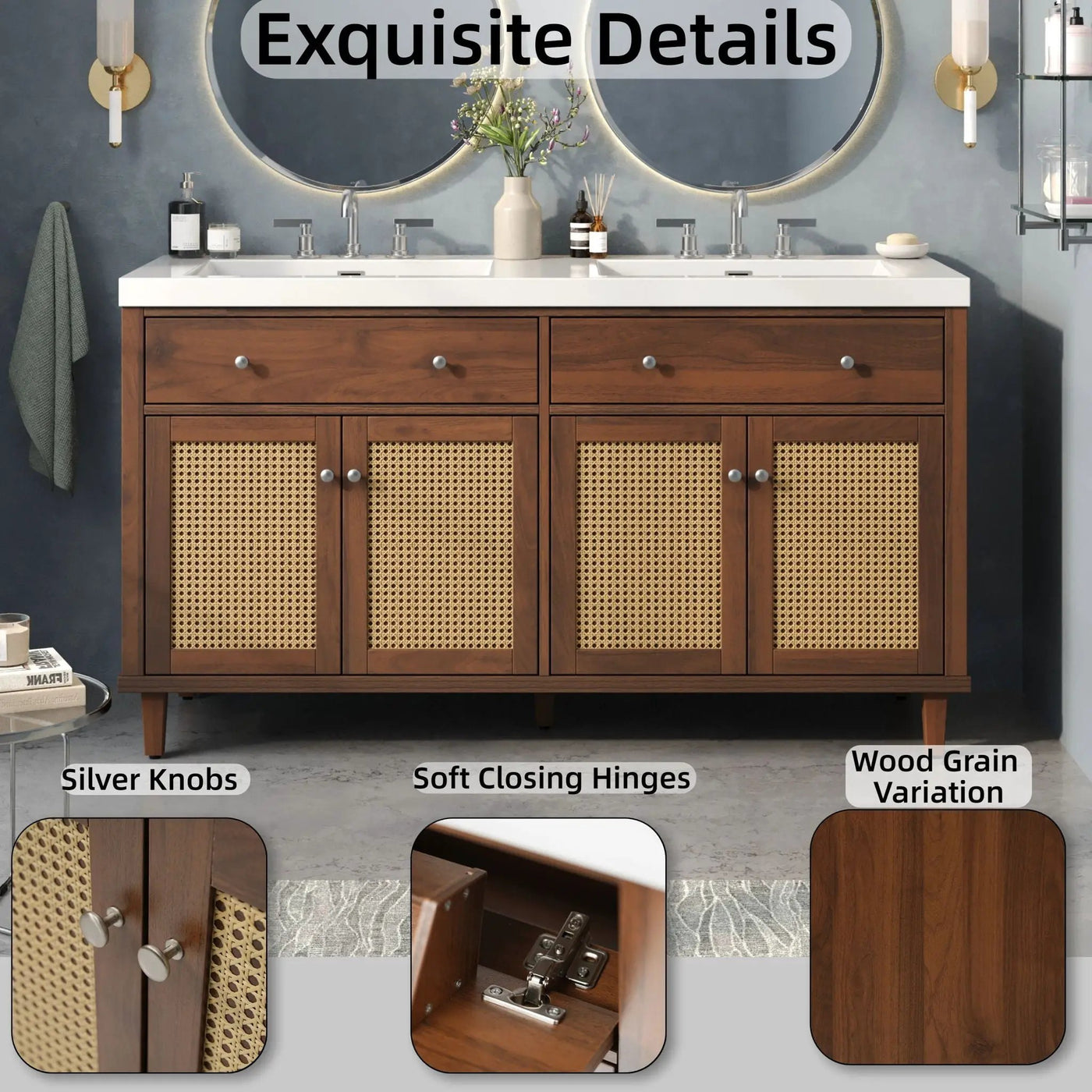 Bathroom Vanity With Double Sink, Large Storage Space by HouseOfZazla