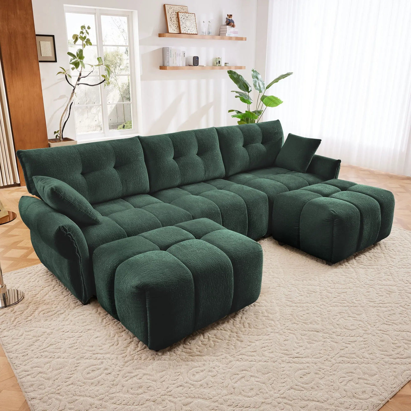 Sofa Set With Ottoman And Pillows, Textured, High Resilience Cushions by Unique Piece Furniture