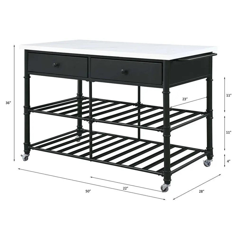 Emery - Kitchen Island - White Cultured Marble Top & Gray by Unique Piece Furniture