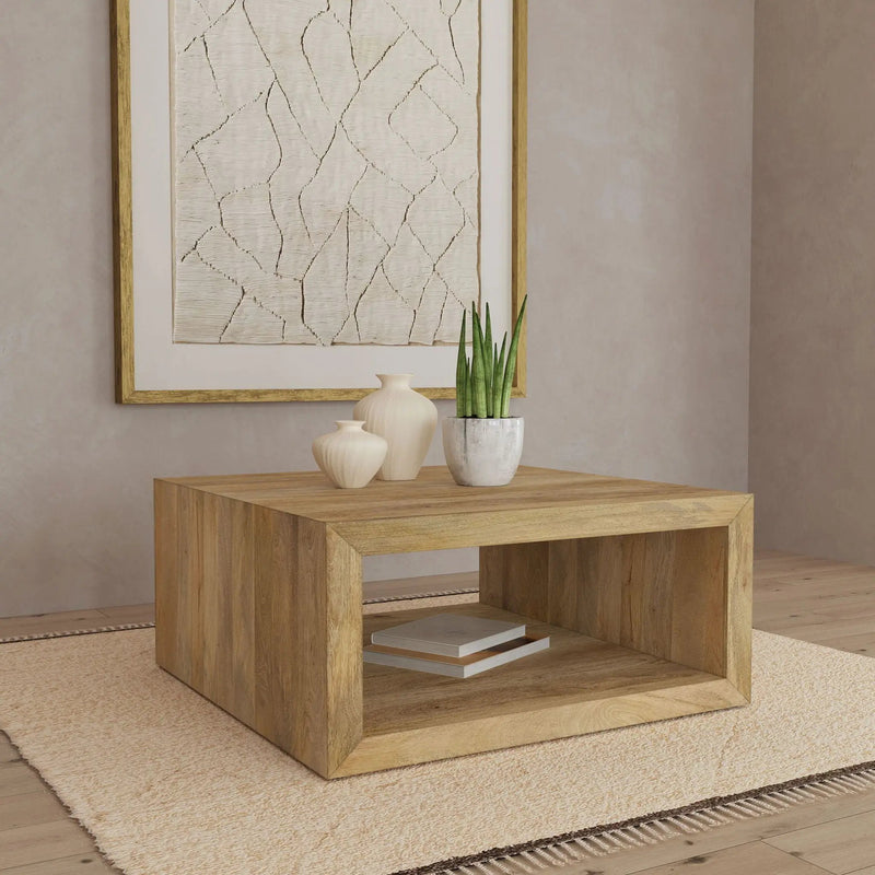 Benton Square Solid Mango Wood Coffee Table Natural by Unique Piece Furniture