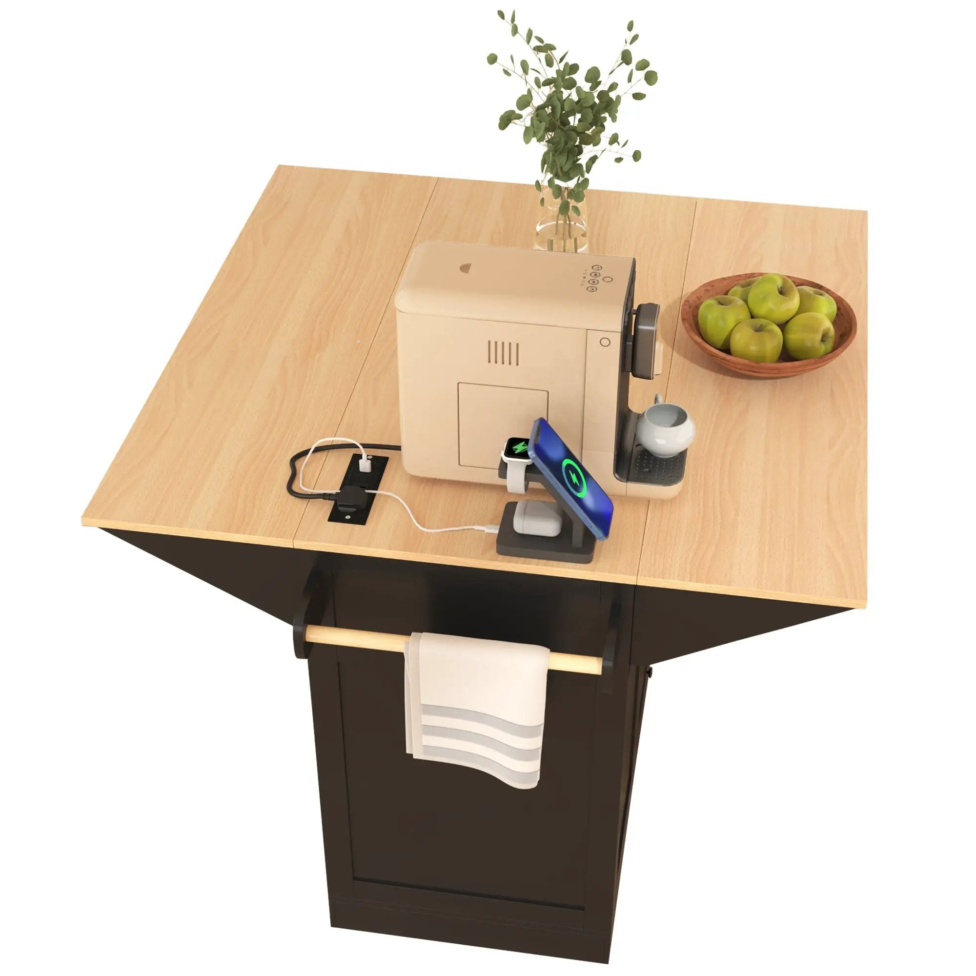 K&K 55.7'' Large Kitchen Island with 2 Drop Leaf by HouseOfZazla