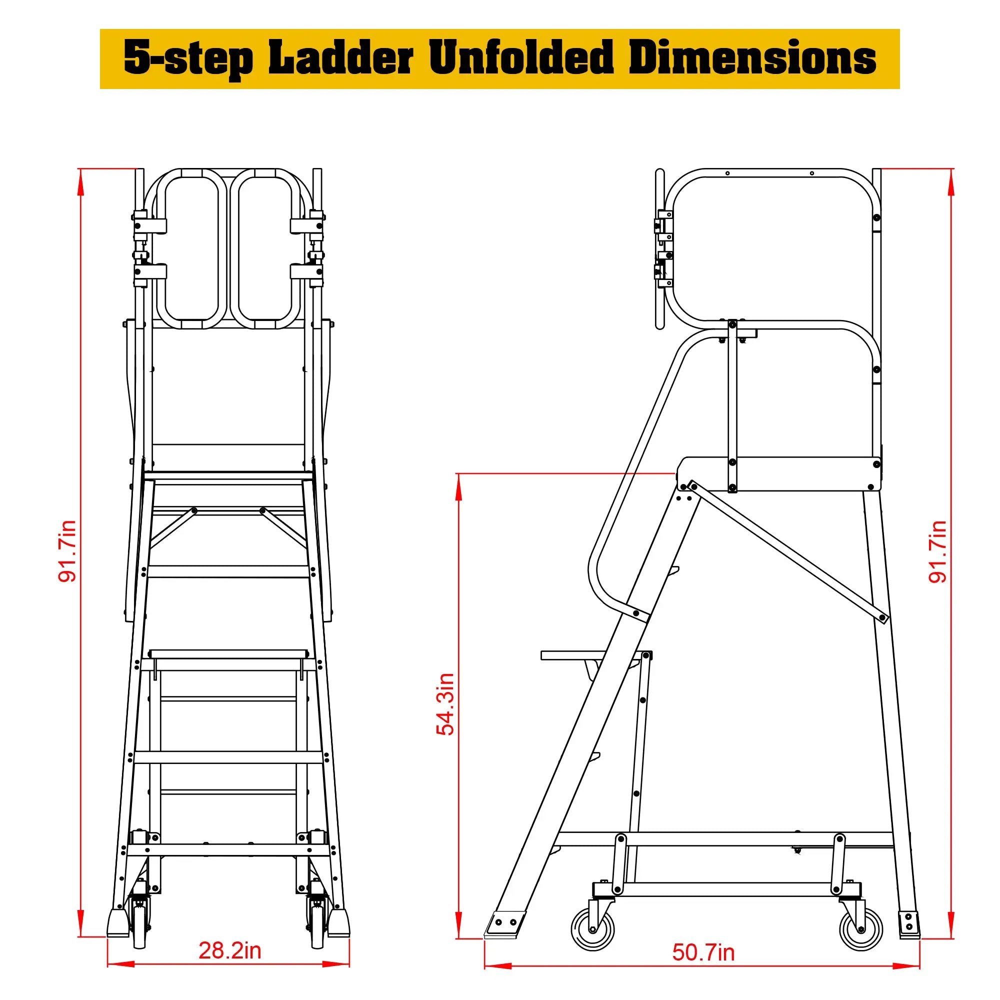 5 Step 375lbs Aluminum Rolling Platform Ladder by HouseOfZazla