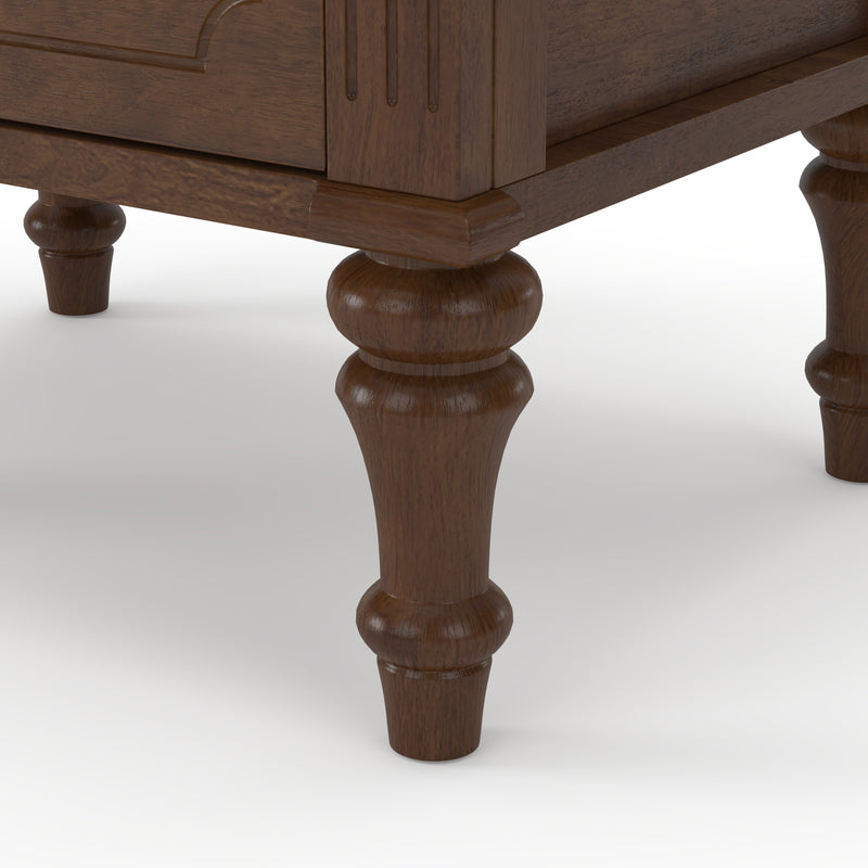 Farmhouse Nightstand with 2 Drawer, Solid Wood Bedside Table - Walnut, photo 9 of 10