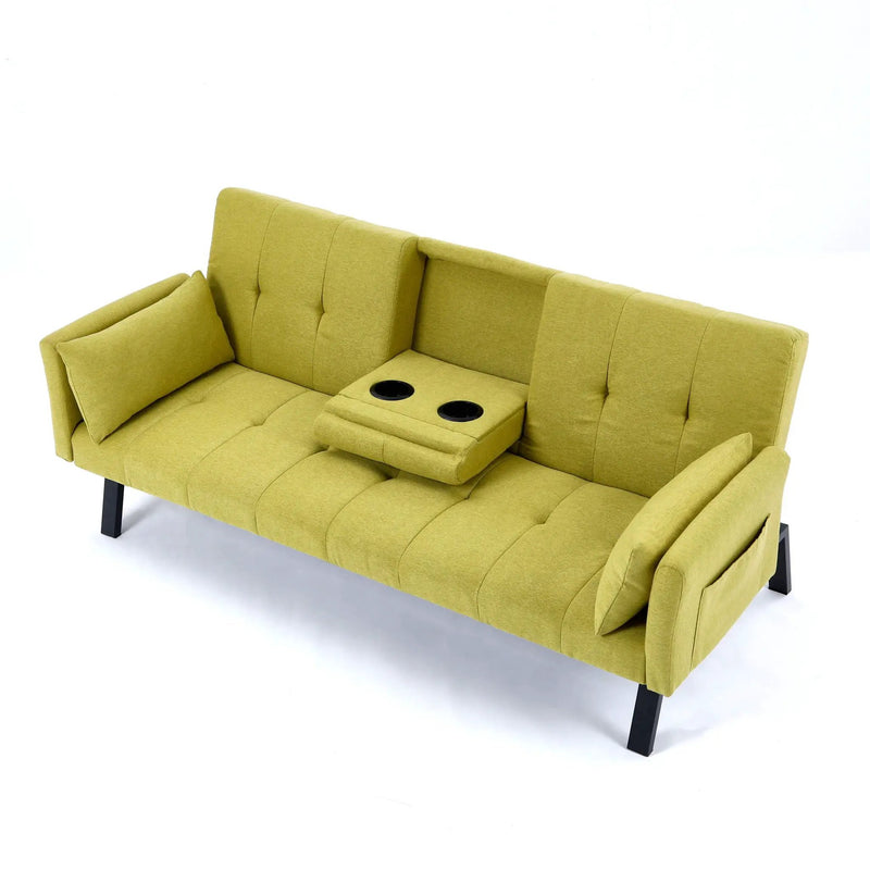 Sofa Bed With Foldable Design And Cup Holder - Green by Unique Piece Furniture