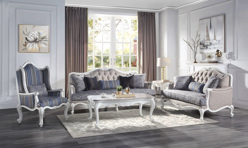 Ciddrenar - Loveseat With 3 Pillows - Fabric & White by Unique Piece Furniture