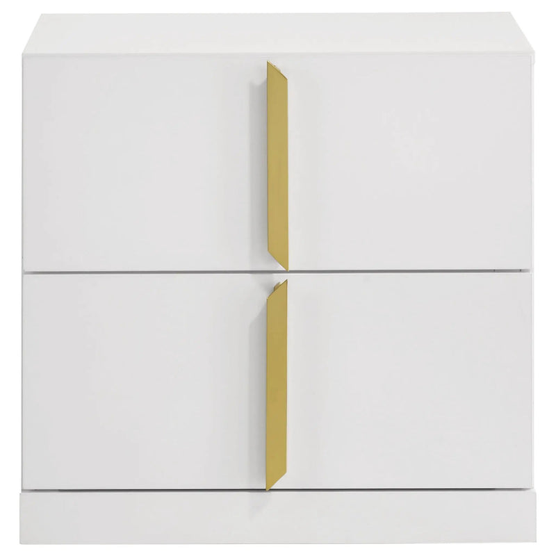 Ines 2-drawer Nightstand Bedside Table White High Gloss by Unique Piece Furniture