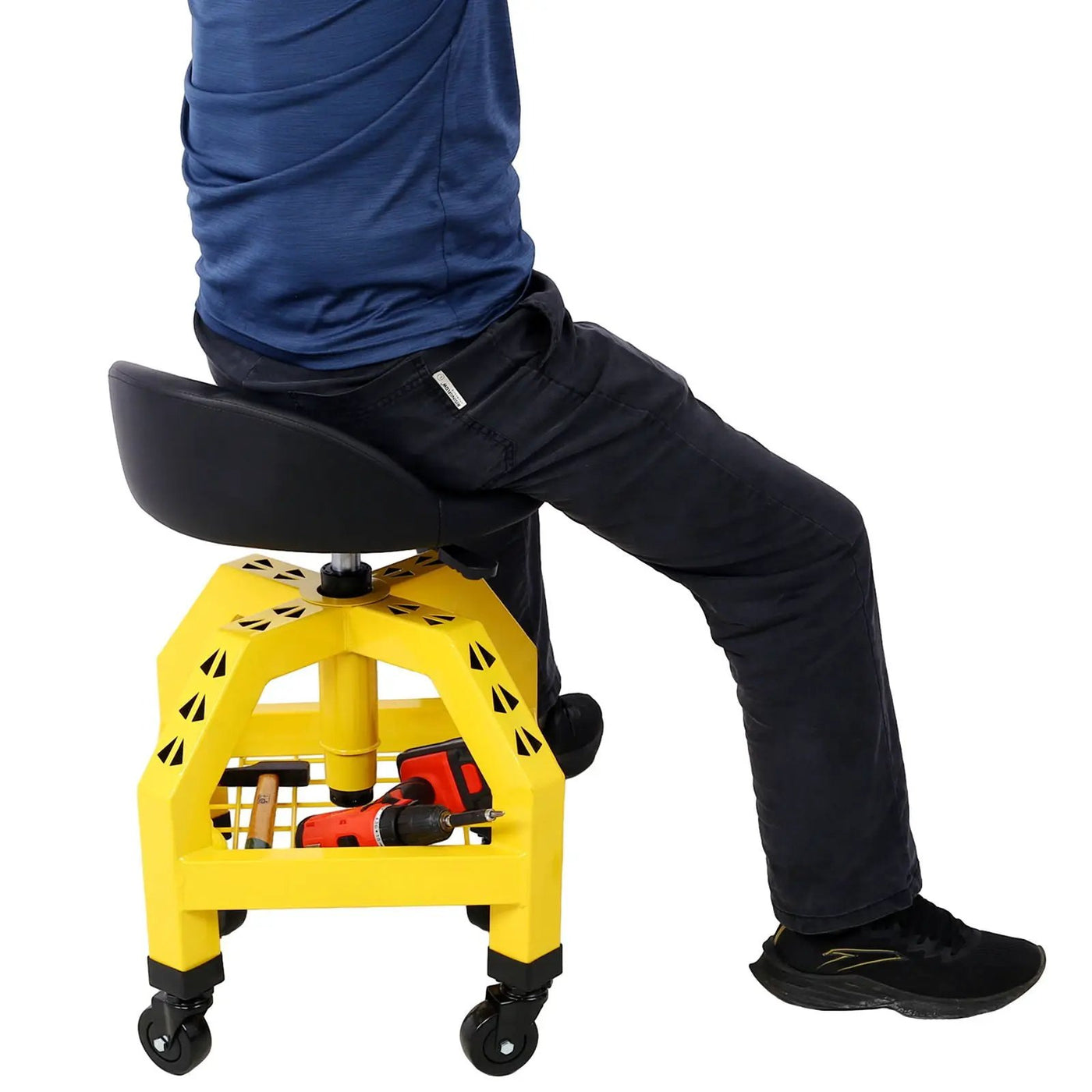 Pneumatic 360 Degree Swivel Stool, Mechanics Rolling Creeper Seat, Heavy Duty Rolling Mechanics Stool, Shop Stool With Casters by HouseOfZazla