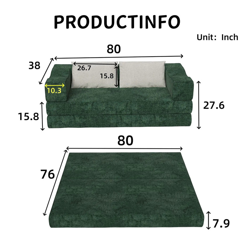 3 Seat Folding Floor Couch & King Size Bed Mattress by HouseOfZazla