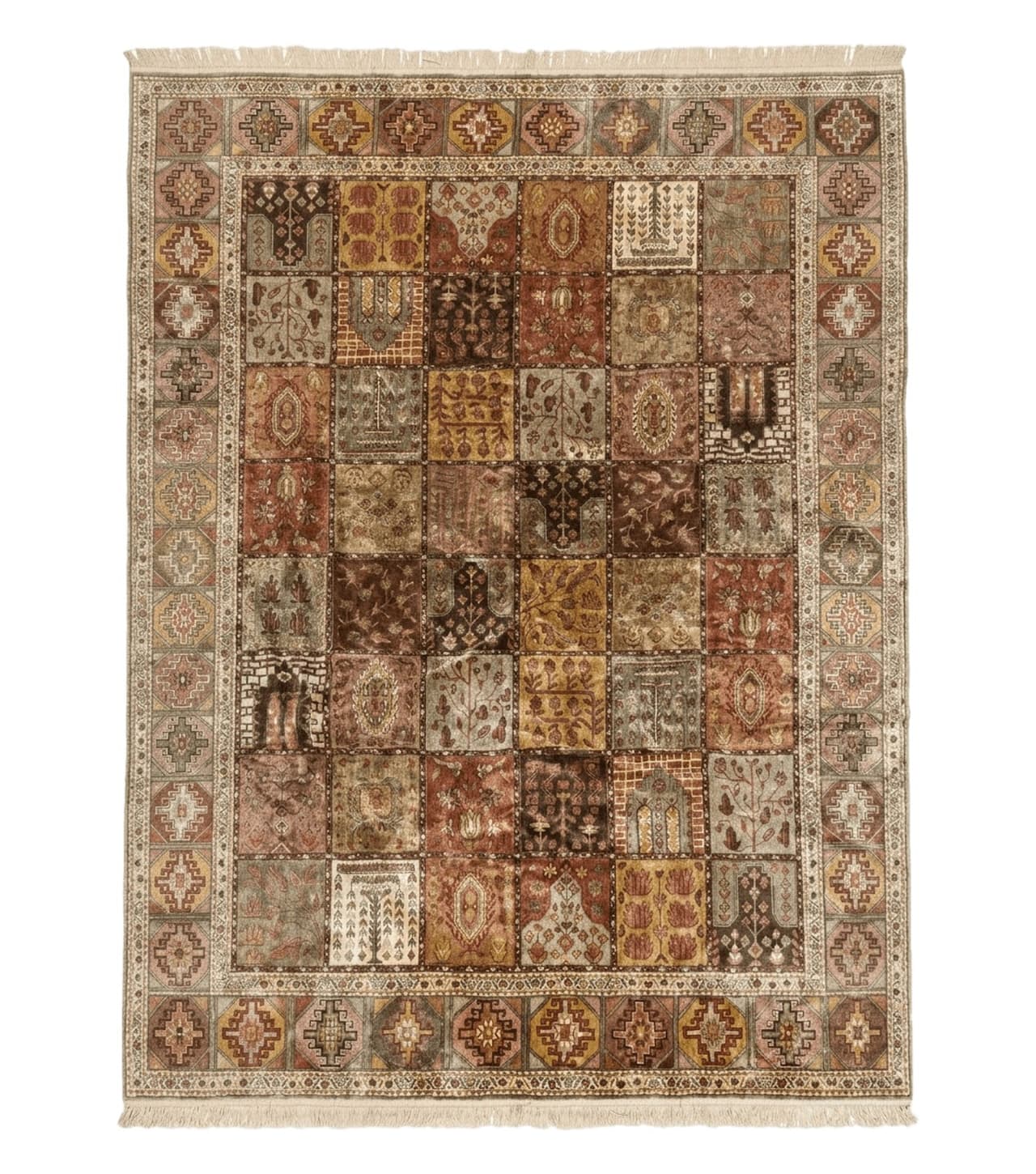 Panel Design Rug 8 x 10.6, Oriental Carpet, Belgium Power Loomed Rug by Jewel Rugs