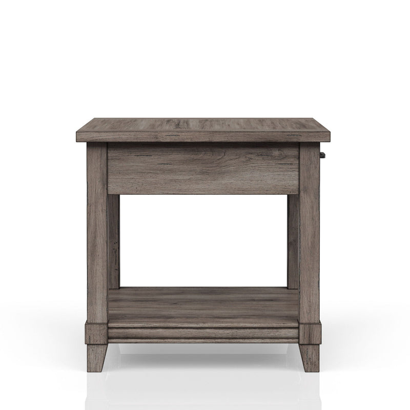 Gray End Table with Storage Drawer and USB Charging Ports, photo 3 of 6