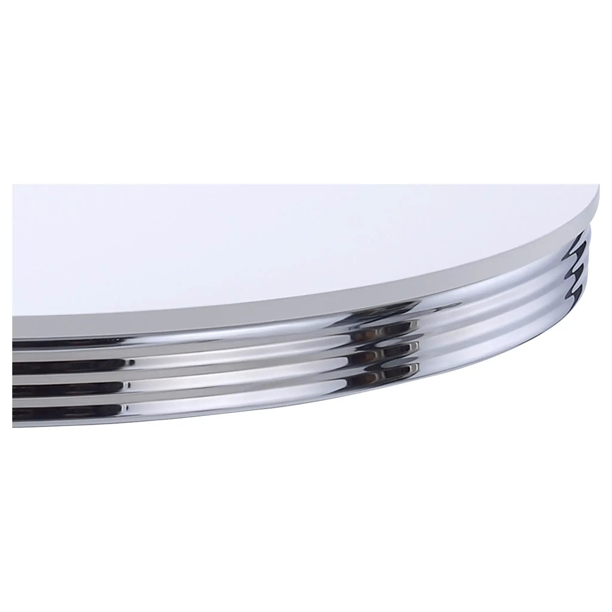 Retro Round 42-inch Wood Top Dining Table White and Chrome by Unique Piece Furniture
