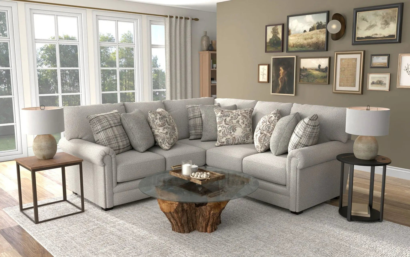 Livingston - Sectional With Comfort Coil Seating And Accent Pillows Included by Unique Piece Furniture