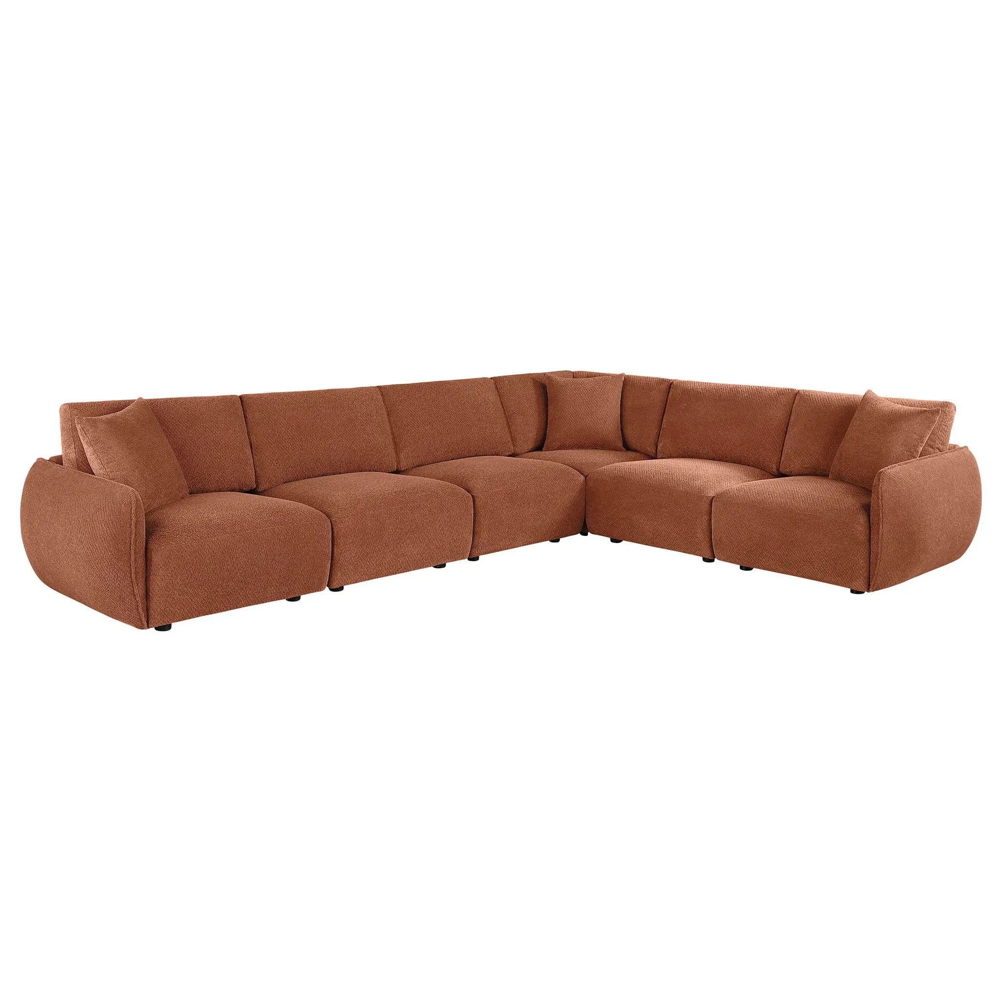 Elysia 6-piece Chenille Upholstered Modular Sectional Sofa Coral by Unique Piece Furniture