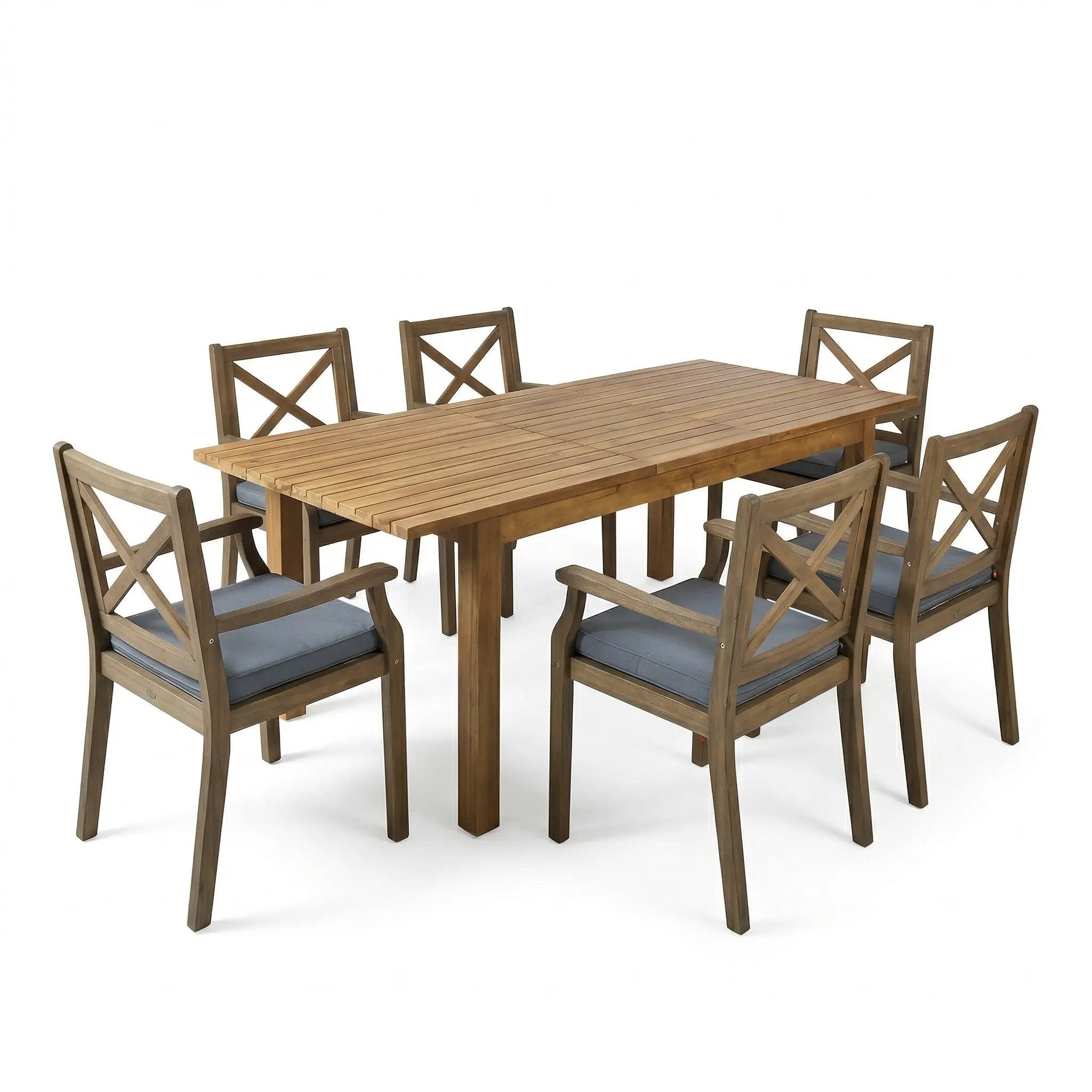 7 Pieces Acacia Wood Outdoor Dining Set by HouseOfZazla