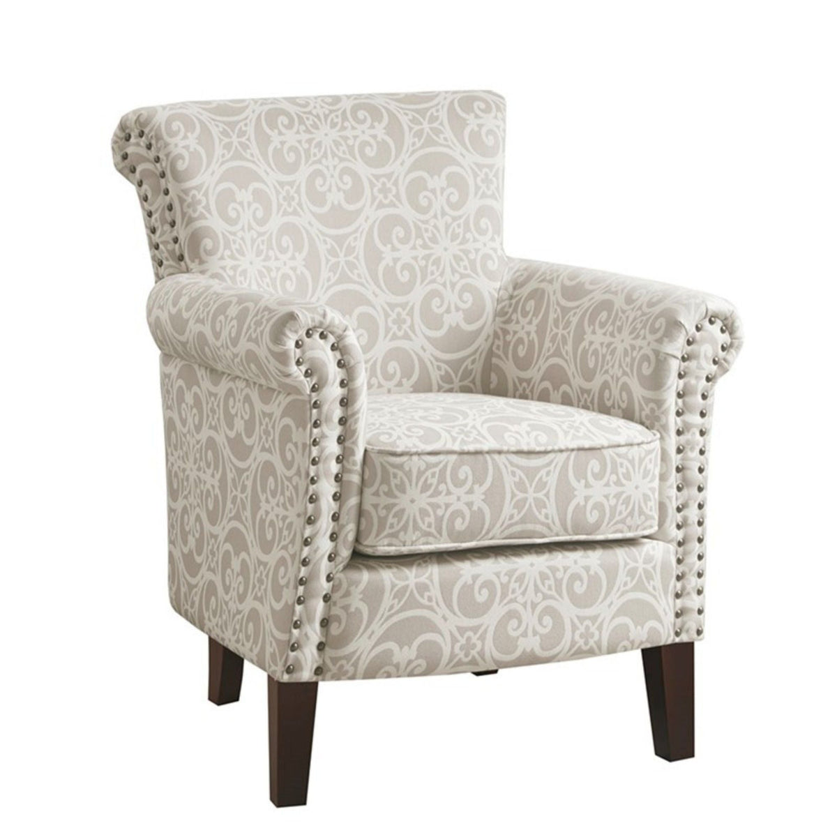Tight Back Club Chair with Nailhead Trim - Blue or Beige, photo 6 of 13