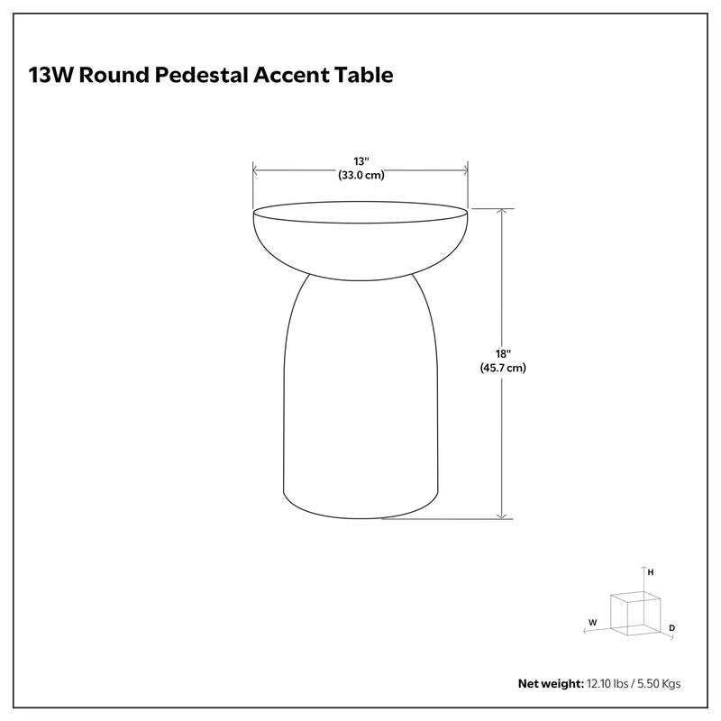 Elmford 13W Round Pedestal Dimple Accent Table - White, photo 5 of 5