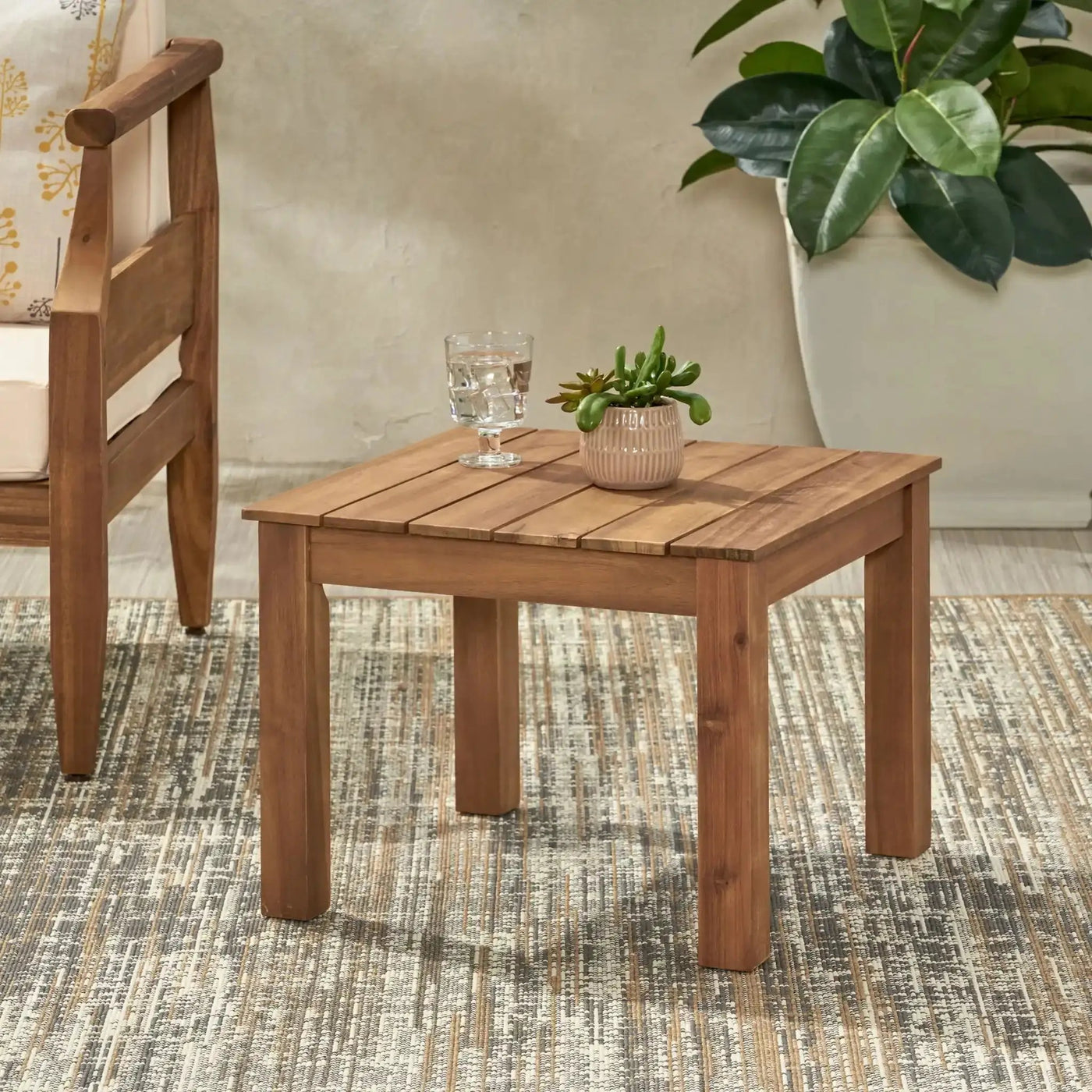 Halcyon Outdoor Side Table With Slat Design by HouseOfZazla