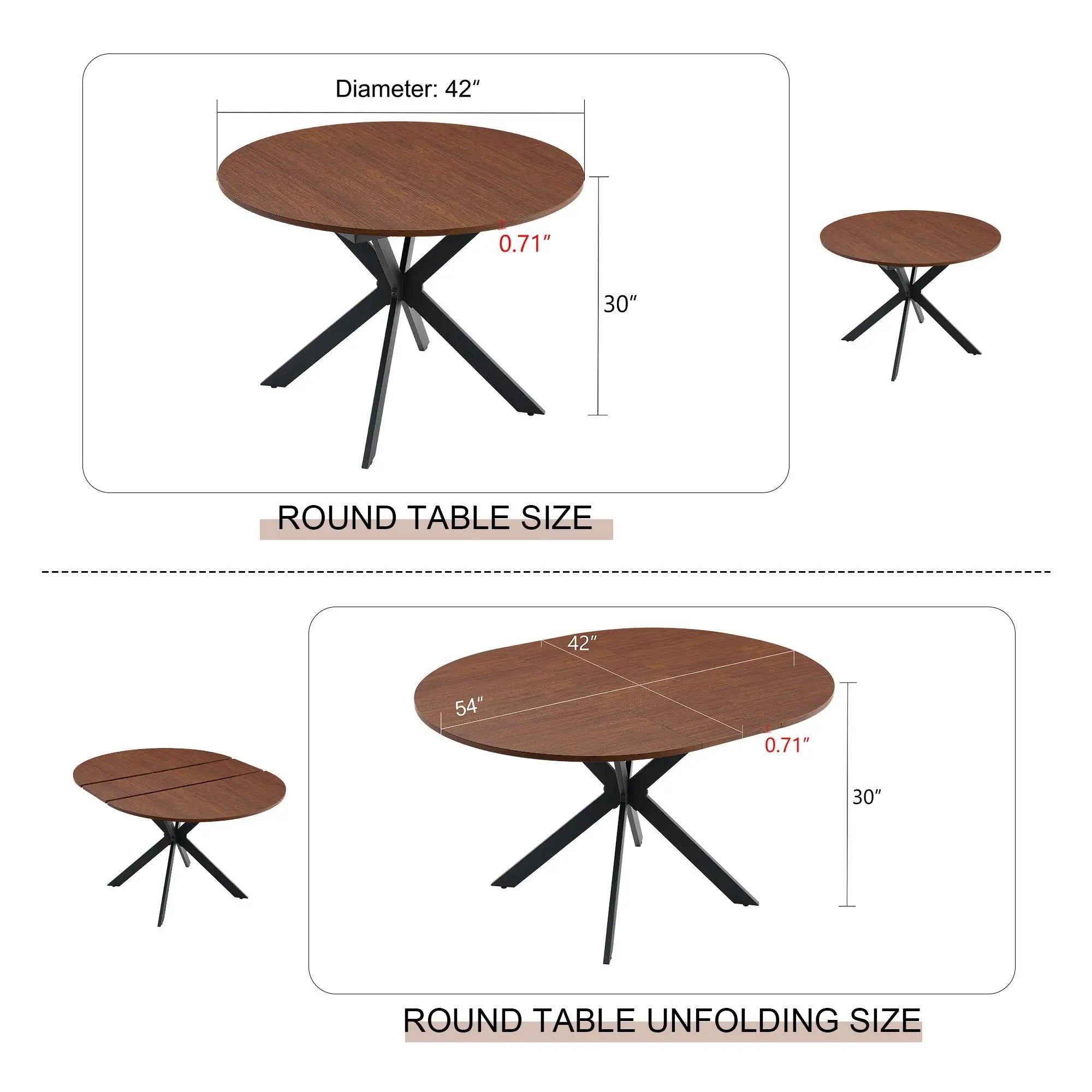 Extendable Round Dining Table - Walnut by HouseOfZazla