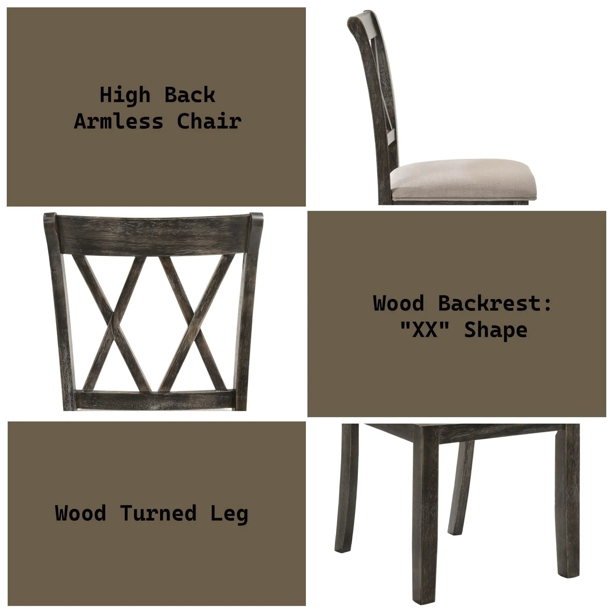 Claudia II - Weathered 7 Pieces Dining Room Set - Gray by Unique Piece Furniture