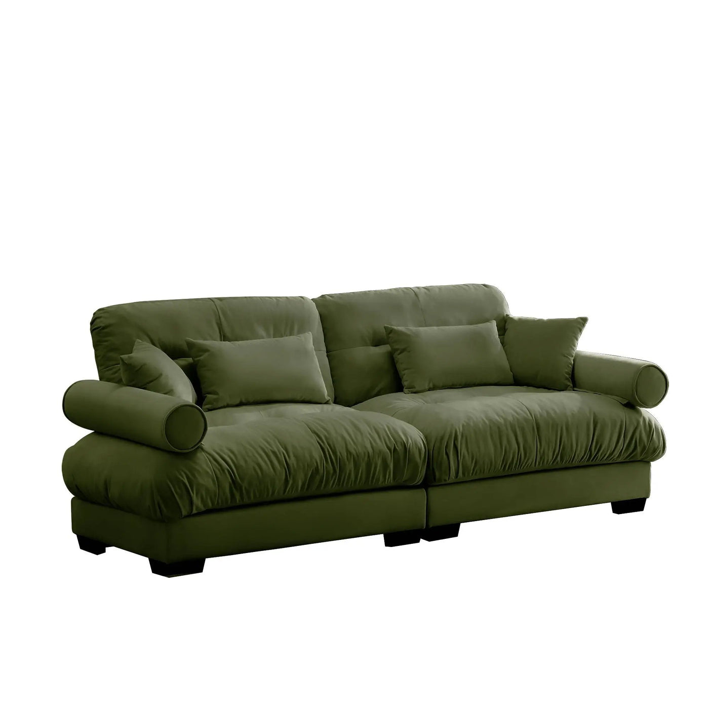 Modern Sofa With Bolstered Armrests And Pillows by HouseOfZazla