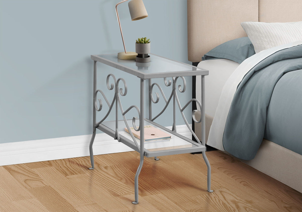 Elegant Design Accent Table with Tempered Glass Top - Gray or White, photo 5 of 8