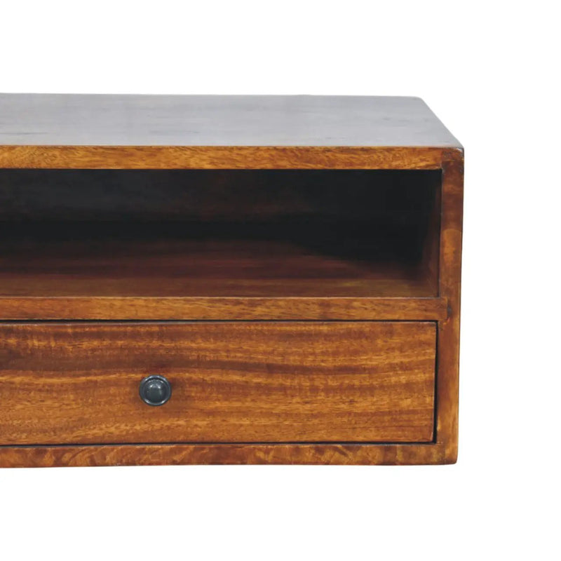 Solid Wood Lunar Wall-Mounted Media Unit, 2-Drawers, Chestnut by HouseOfZazla