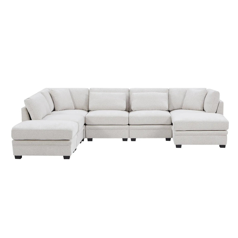 7-Piece Reversible Modular Corner Sectional Sofa - Beige by HouseOfZazla